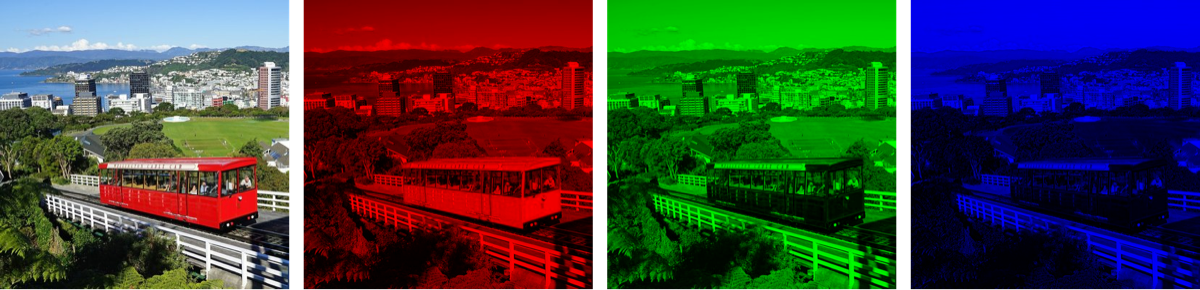 Aufteilung in Rot-, Grün- und Blaukanal