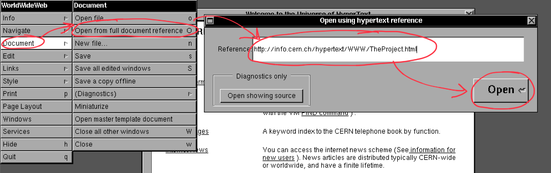 Im WorldWideWeb Browser eine Webseite öffnen