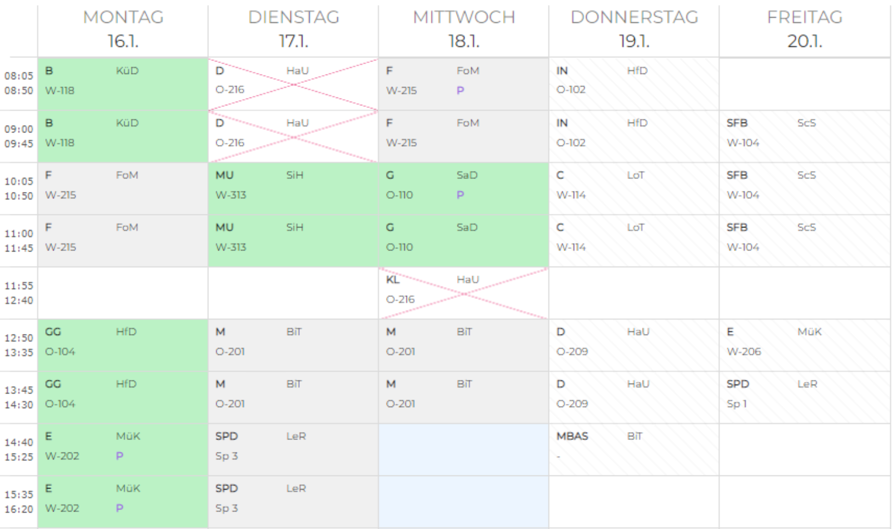 Ein Stundenplan